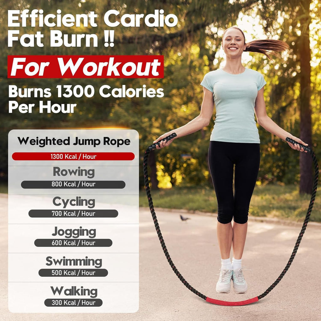 Weighted Jump Rope for Men and Women, 3Lb 4Lb 5Lb Adult Heavy Skipping Rope, Jumprope for Fitness,Workout Equipment, Fitness Equipment for Home Gym Exercise,Improve Strength and Building Muscle